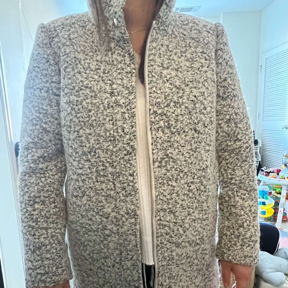 Loft speckled grey funnel neck pea coat